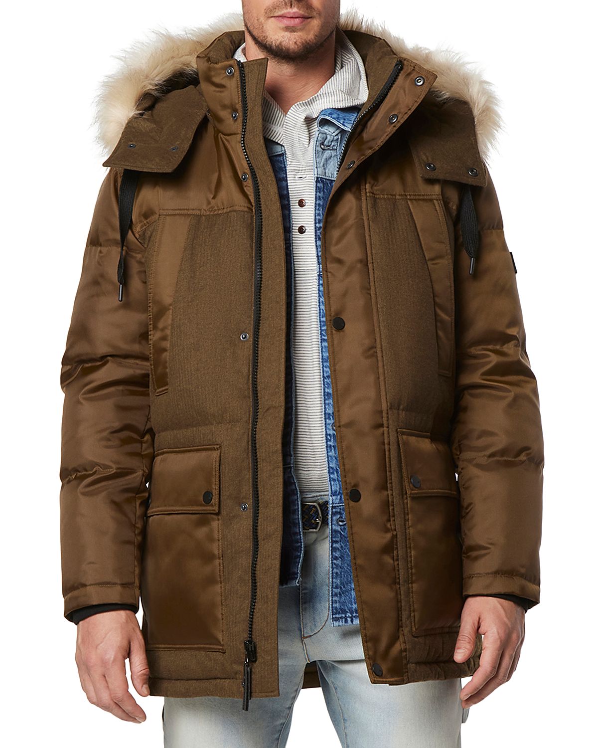Andrew Marc Tripp Removable Faux Fur Hooded Parka