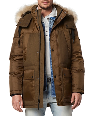 Shop Andrew Marc Tripp Removable Faux Fur Hooded Parka In Moss