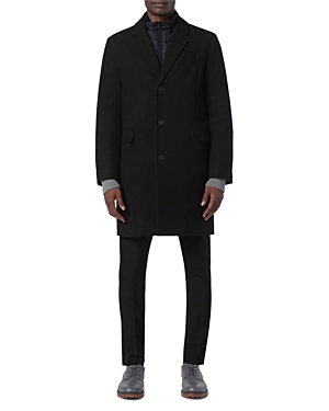 Shop Andrew Marc Sheffield Slim Fit Single Breasted Overcoat In Black