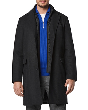 Shop Andrew Marc Sheffield Slim Fit Single Breasted Overcoat In Charcoal