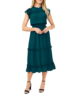 Shop Cece Clip Dot Midi Dress In Peacock Teal