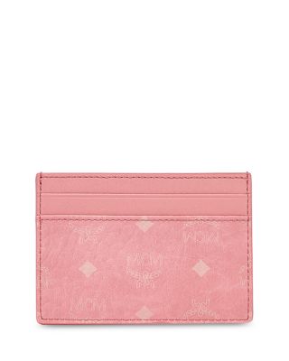 Mcm Mini Visetos Canvas Card Case With Money Clip In Candy