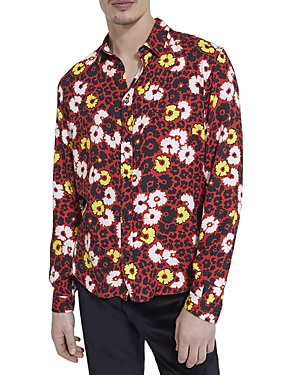 The Kooples Wild Blossom Slim Fit Button Front Long Sleeve Shirt