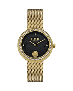 Versus Lea Women's 2 Hand Quartz Movement And Ion Plating Yellow Gold-tone Bracelet Watch 35mm In Black/gold