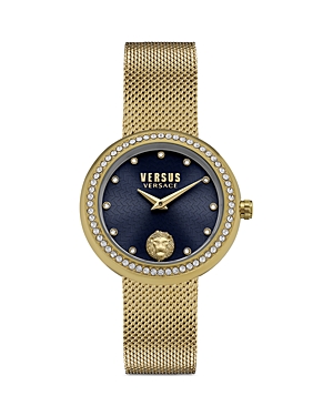 Versus Lea Women's 2 Hand Quartz Movement And Ion Plating Yellow Gold-tone Bracelet Watch 35mm In Blue/gold