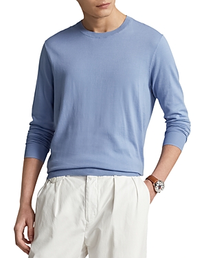 Shop Polo Ralph Lauren Cotton Crewneck Sweater In Chambray Blue