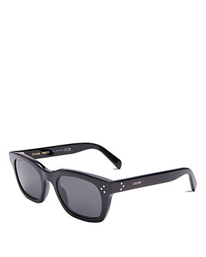 Shop Celine Bold 3 Dots Rectangular Sunglasses, 51mm In Black/gray Solid