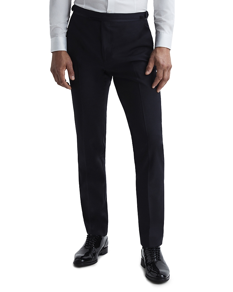 Reiss Poker Satin Trim Slim Fit Pants In Navy