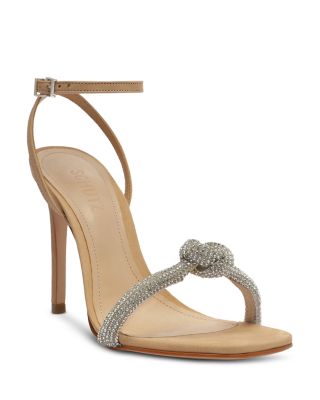 SCHUTZ SCHULTZ Women s Peaky Square Toe Crystal Embellished Knotted Strap High Heel Sandals Bloomingdale s