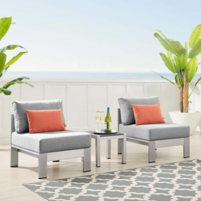 Shore Sunbrella  Fabric Outdoor Patio Aluminum, Set of 3