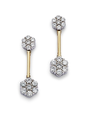 Bloomingdale's Diamond Flower Cluster Drop Earrings in 14K Yellow & White Gold, 1.25 ct.t.w. - 100% 