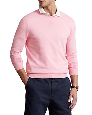 Shop Polo Ralph Lauren Cotton Crewneck Sweater In Carmel Pink