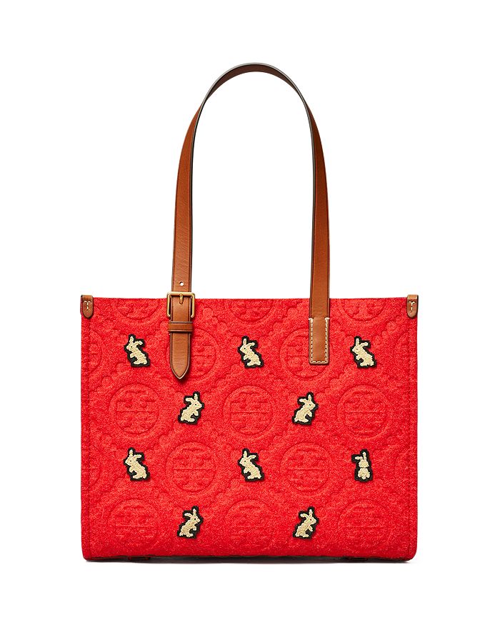 Tory Burch Small T Monogram Embroidered Rabbit Tote | Bloomingdale's