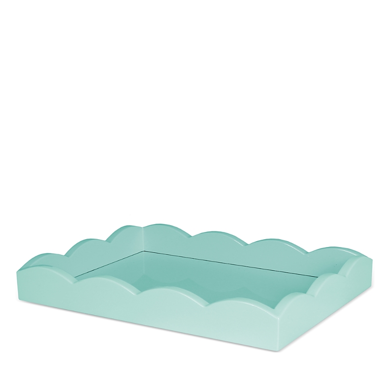 Addison Ross Small Lacquered Scalloped Tray In Eau De Nil