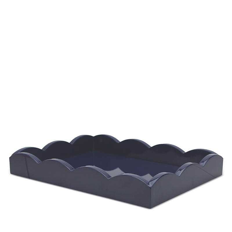 Addison Ross Navy Small Lacquered Scalloped Tray In Navy