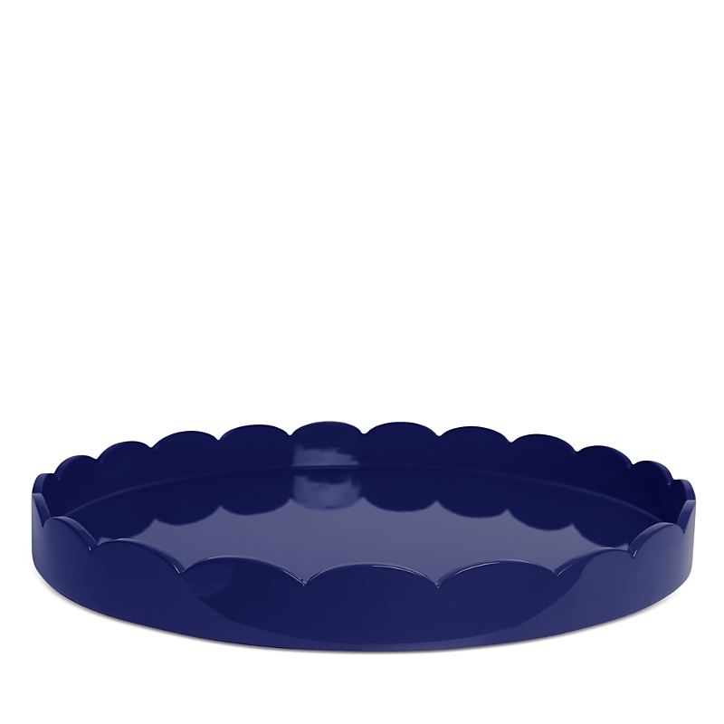 Addison Ross Large Lacquer Scalloped Tray, 20 Round In Navy