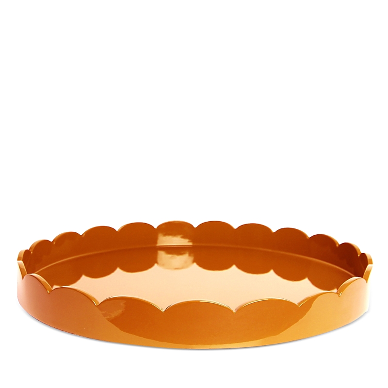 Addison Ross Large Lacquer Scalloped Tray, 20 Round In Orange