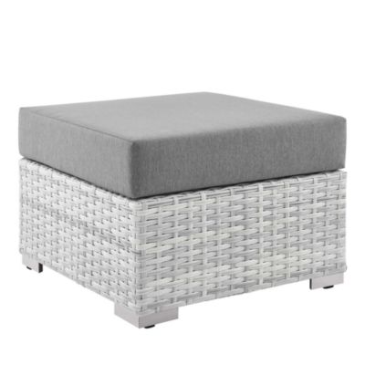 Modway Convene Outdoor Patio Ottoman in Light Gray & Gray