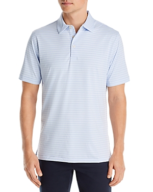 Peter Millar Drum Stripe Performance Polo In Shaved Ice