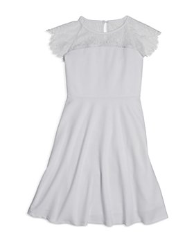US Angels - Girls' Cap Sleeve Skater Dress with Lace Illusion Neckline - Big Kid