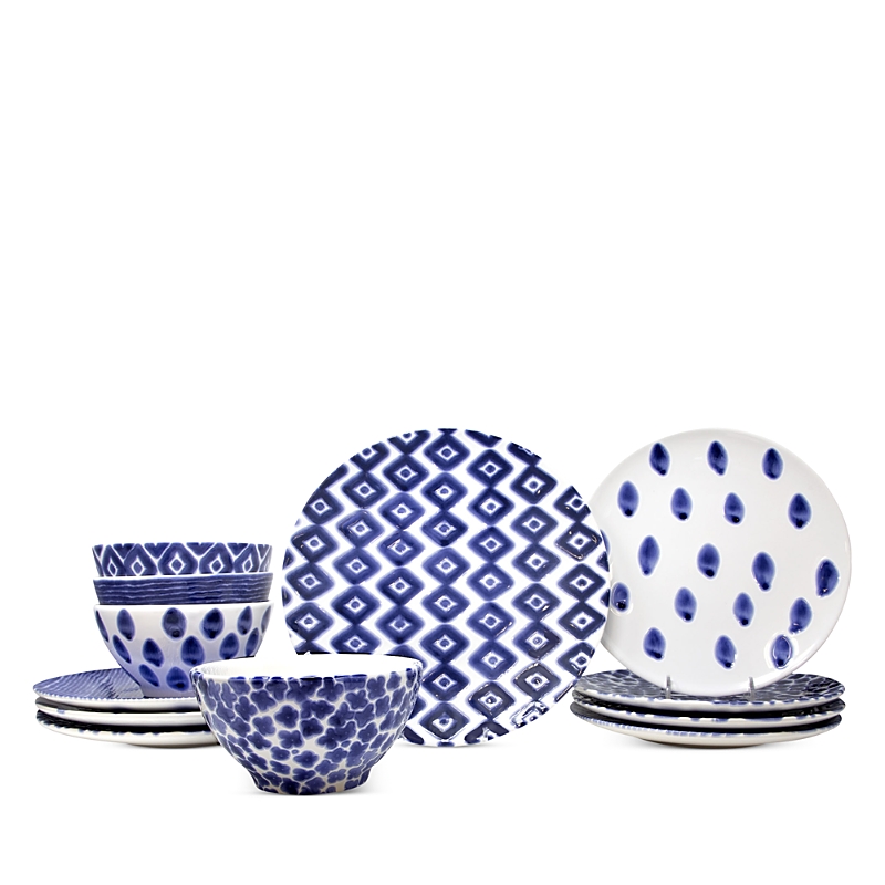 Vietri Santorini Assorted 12 Piece Place Setting In Blue