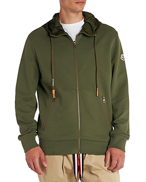 Moncler Zip Front Hoodie In Forest Green