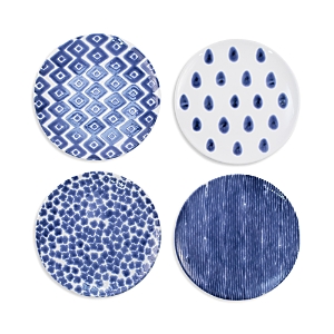 Vietri Santorini Assorted Salad Plates, Set Of 4 In Blue