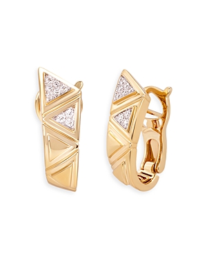 18K Yellow Gold Triangolini Diamond Hoop Earrings