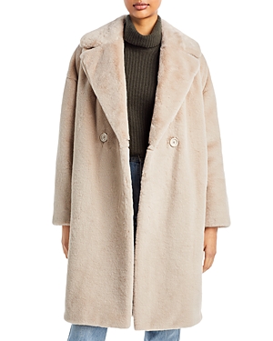 Herno Faux Fur Double Breasted Cocoon Coat