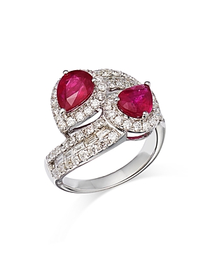 Bloomingdale's Ruby & Diamond Statement Ring In 14k White Gold - 100% Exclusive In Red/white