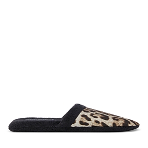 Shop Dolce & Gabbana Leopard Print Slippers In Black