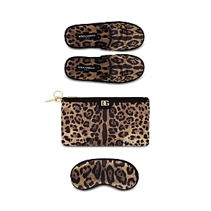 Dolce & Gabbana Leopard Print Comfort Travel Kit In Medium Beige