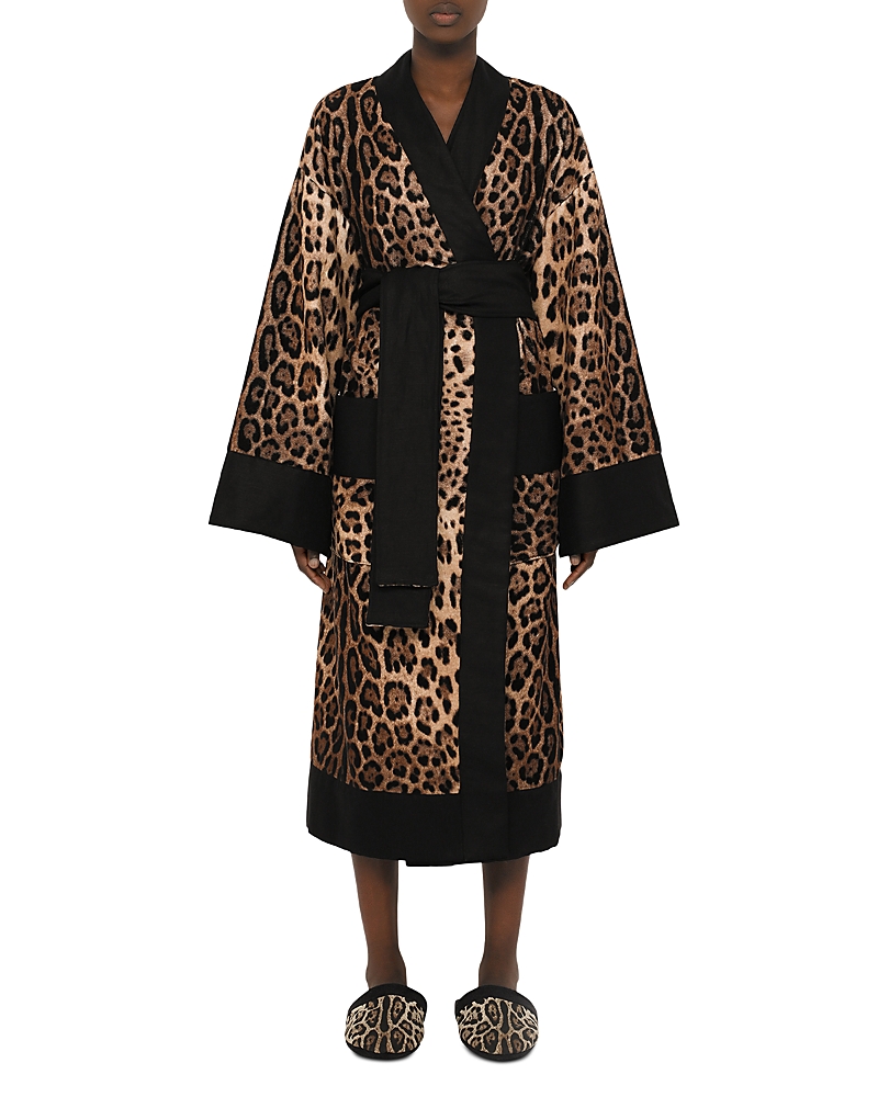 Dolce & Gabbana All Over Leopard Print Bathrobe In Leopard