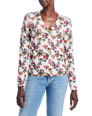 C by Bloomingdale's Cashmere Long Sleeve Floral Print Cashmere Cardigan Sweater - 100% Exclusive