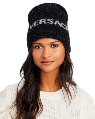New Versace Metallic Logo Beanie Versace Unisex Red & Blue Logo Tape 100% Wool Knitted Beanie  main image 4