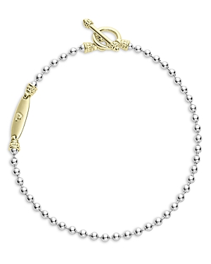 Shop Lagos 18k Yellow Gold & Sterling Silver Signature Caviar Toggle Bracelet In Silver/yellow