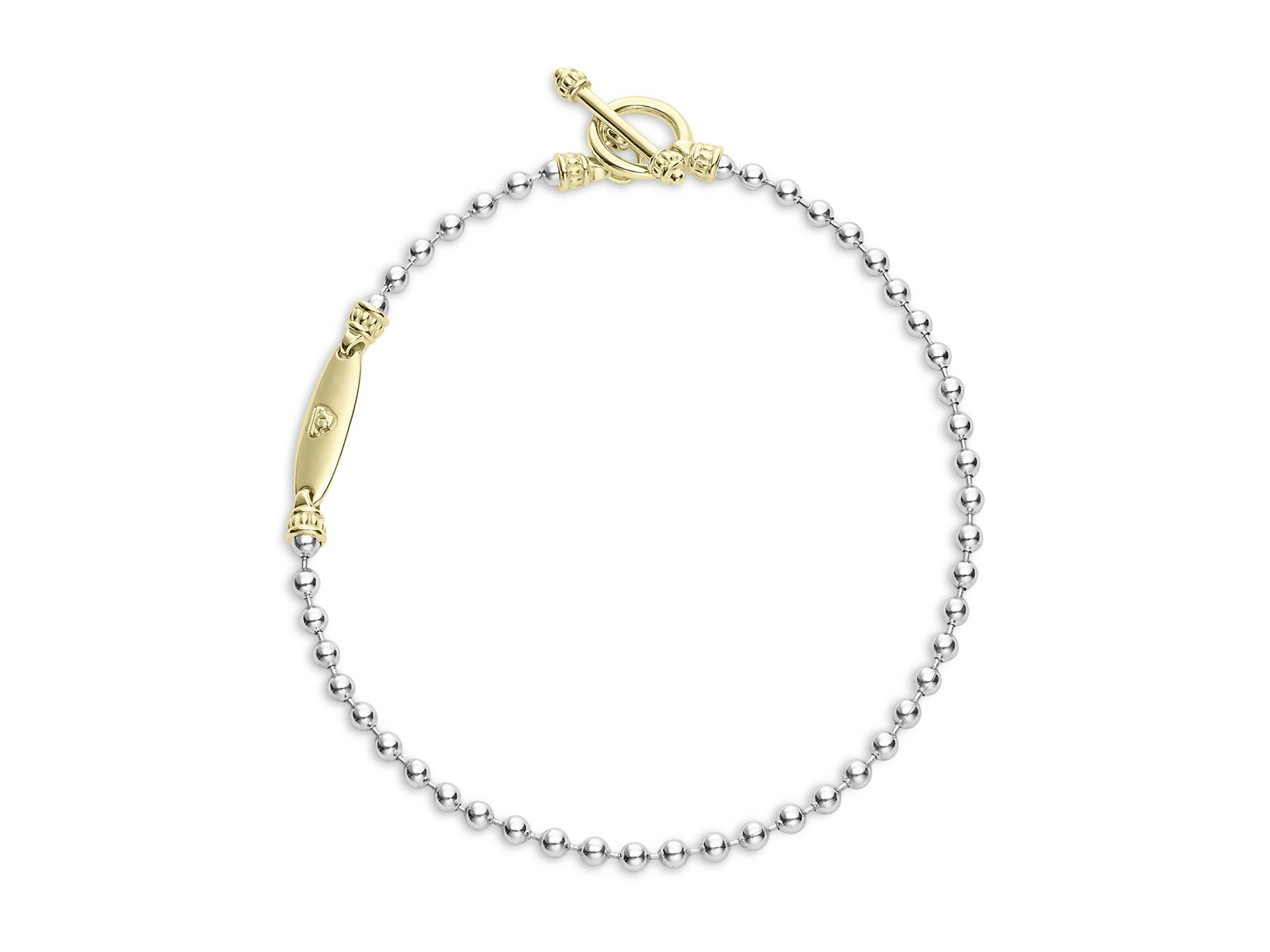 18K Yellow Gold & Sterling Silver Signature Caviar Toggle Bracelet - Image 1