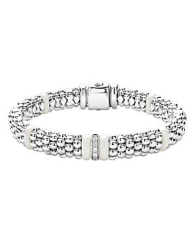 LAGOS - Sterling Silver White Caviar Ceramic & Diamond Beaded Bracelets