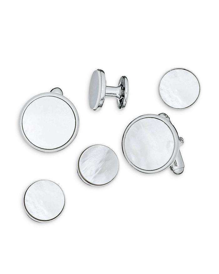LINK UP Classic Round Mother Of Pearl Stud & Cufflink Set Bloomingdale's