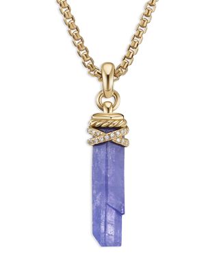 Amulets 18K Yellow Gold Wrapped Tanzanite Amulet with Pav&eacute; Diamonds