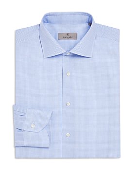 Canali - Blue Micro Check Modern Fit Dress Shirt
