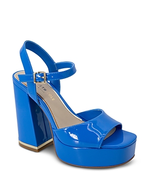 Kenneth Cole Women's Dolly Ankle Strap Espadrille Platform Sandals In Blue Patent