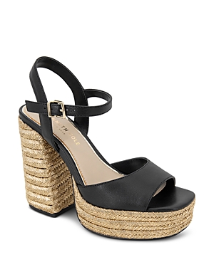 Kenneth Cole Women's Dolly Ankle Strap Espadrille Platform Sandals In Black/tan