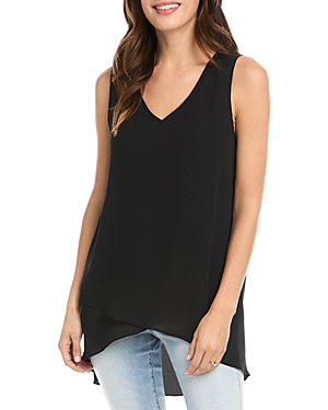 KAREN KANE SLEEVELESS CROSSOVER HEM HIGH LOW TOP