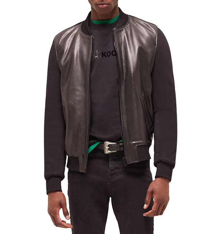 CELINE HOMME Logo-Embossed Leather Bomber Jacket for Men