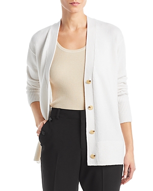 Vince Wool-blend Weekend Ribbed Cardigan In Off White