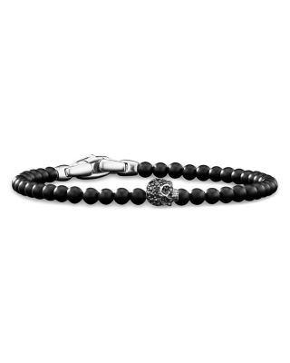 David Yurman - Men's Sterling Silver Memento Mori Onyx & Diamond Skull Bracelet