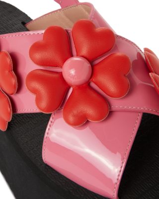 Moschino Women's Heart Flower Crossover Platform Sandals