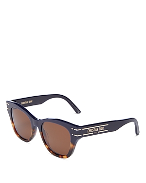 Dior Signature B4i Round Sunglasses, 52mm In Blue/brown
