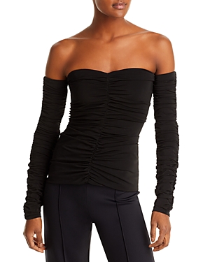 ROSETTA GETTY RUCHED OFF THE SHOULDER TOP